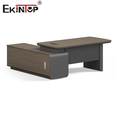 Ekintop Office Desk Furniture Work Black Solid Wood Office Table Desks for Business