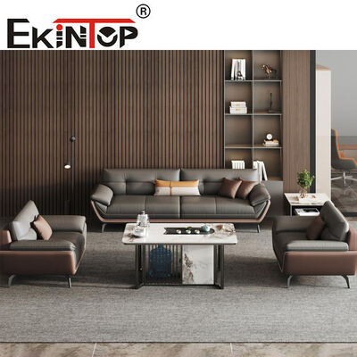 Ekintop Wooden Modern Executive Designs Italian Style Office Furniture Leather Sofa Set