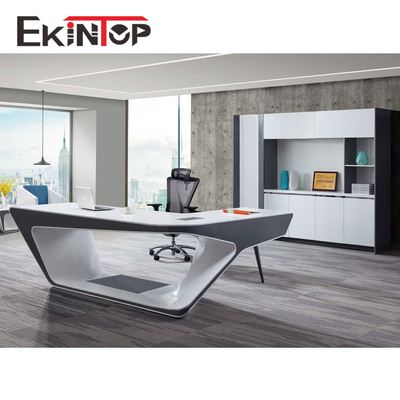 Curved White Executive Writing Desk , Office Furniture Executive Table OEM ODM