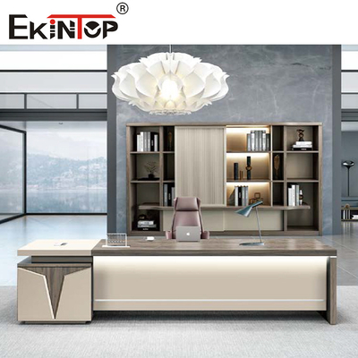 Light Brown Extendable Computer Desk With Drawers For Office Home