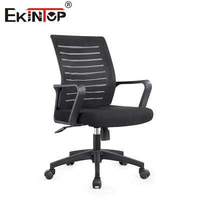 Black Training Room Chairs In Mesh Fabric Material With Modern Style