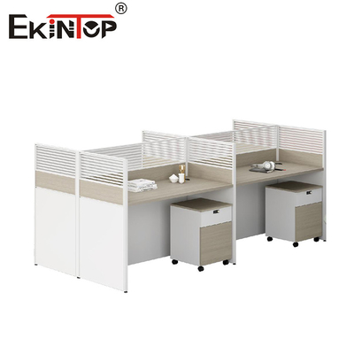 Wooden Modern Style Employee Desk Workstation With Privacy Screen Panel