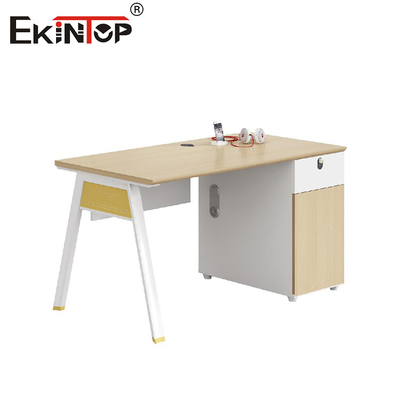 Walnut-Colored Employee Office Workstation With Storage Cabinet