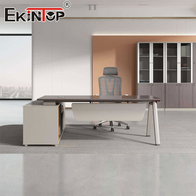 Industrial Style Metal Frame Office Desk Manager Desk Table Acacia Wood Desk