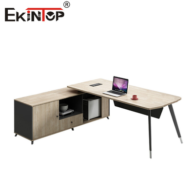 New Design L-Shaped Office Desk Metal Legs Executive Desk with Drawers