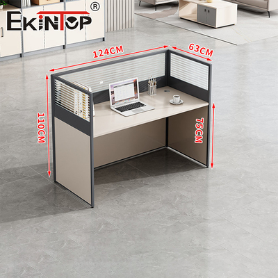Wooden Office Desk With Partition Small Desk Table For Employees